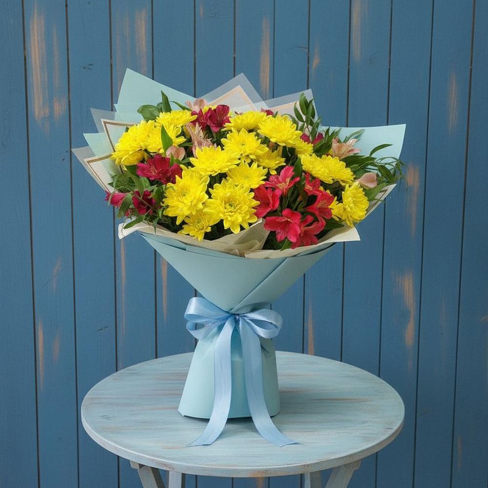 Букет цветов из: Альстромерии и Хризантемы в Старой Купавне