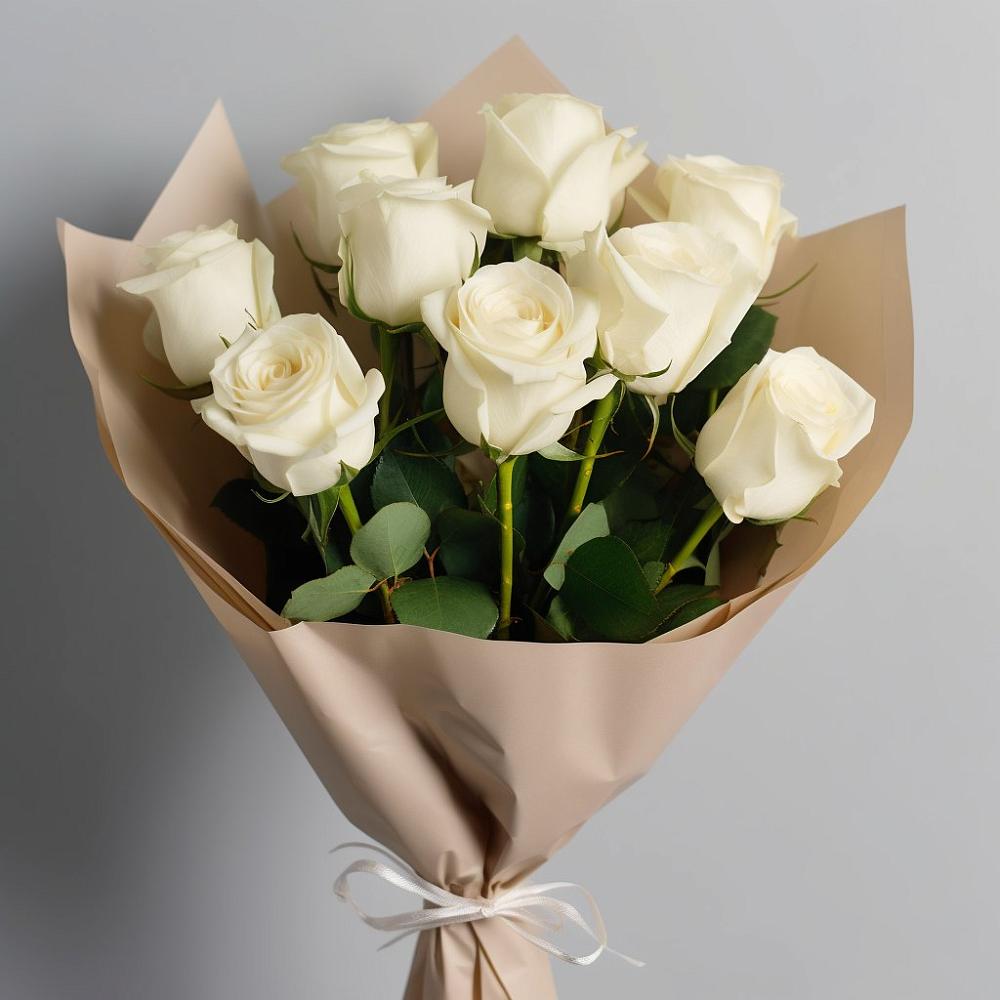 Букет 9 Белых роз Эдлесс Лав в Старой Купавне