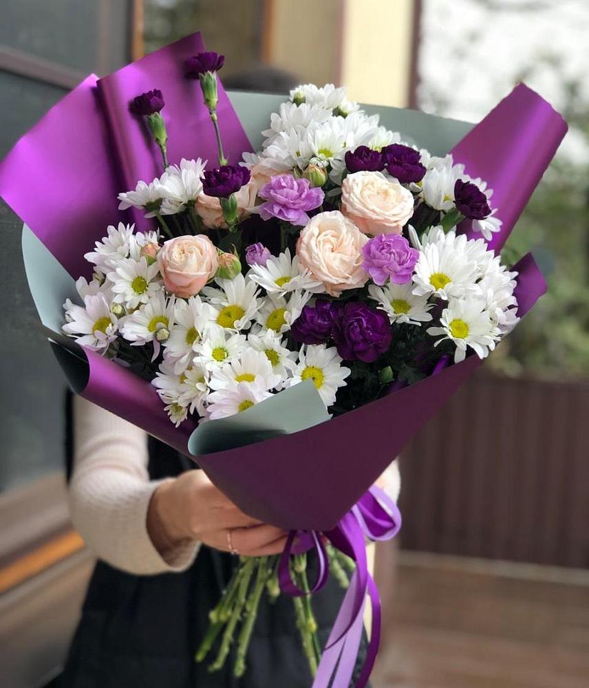 Букет цветов из: Хризантемы, Гвоздики и Розы в Старой Купавне