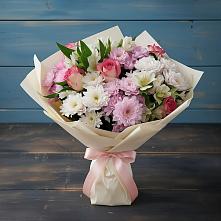 Букет цветов из:  Хризантемы, Альстромерии и Розы в Старой Купавне