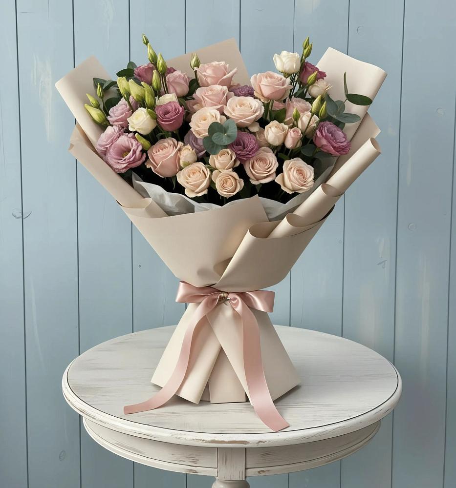 Букет цветов из: Розы и Лизиантусы в Старой Купавне