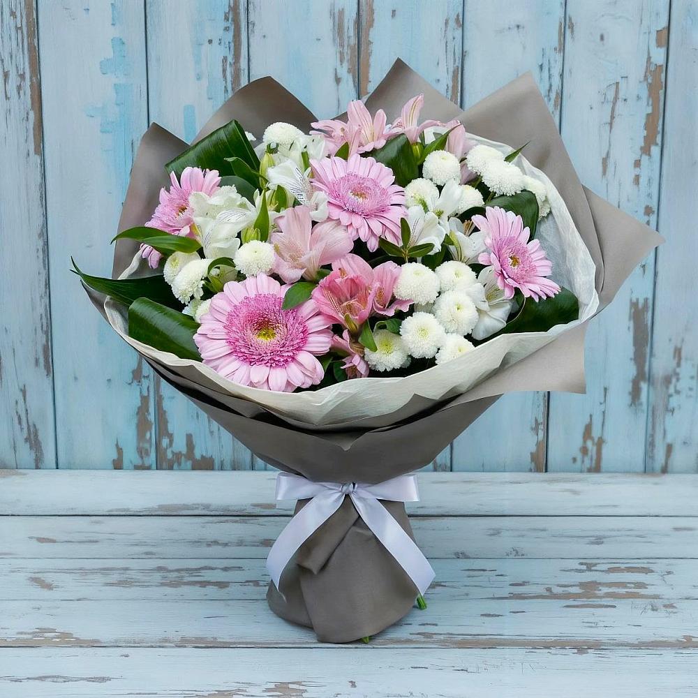 Букет цветов из: Герберы, Альстромерии и Хризантемы в Старой Купавне