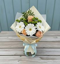Букет цветов из:  Герберы, Розы и Хризантемы в Старой Купавне