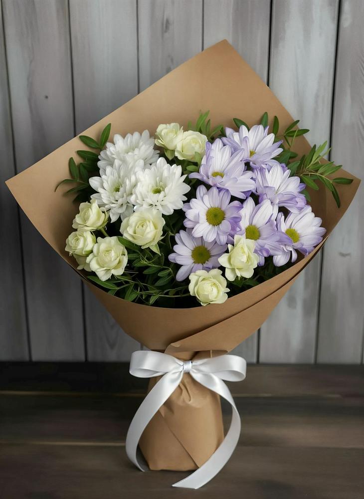 Букет цветов из: Хризантемы и Розы в Старой Купавне
